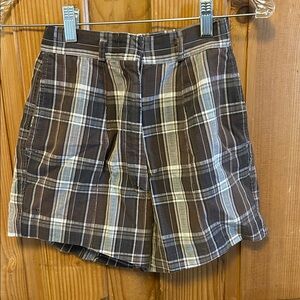 True Vintage 1960s Brown & White Cotton Plaid Shorts